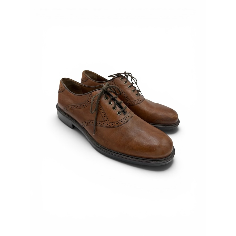Johnston & Murphy Mens Tan Leather Saddle Oxford Dress Shoes Size 9.5 M